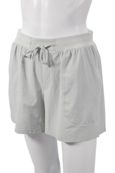 Lululemon Women Athletic Gray Polyester Drawstring Shorts Size S