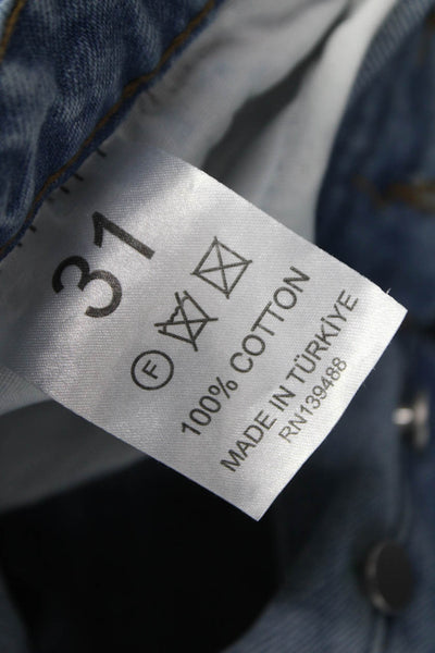 MNML Mens Baggy Jeans Blue Cotton High Rise Button Fly Size 31