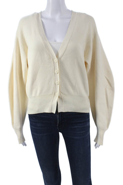 Oak + Fort Women Cardigan Ivory V Neck Viscose Long Sleeve Size M