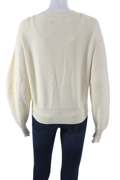 Oak + Fort Women Cardigan Ivory V Neck Viscose Long Sleeve Size M