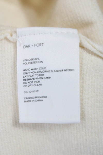 Oak + Fort Women Cardigan Ivory V Neck Viscose Long Sleeve Size M