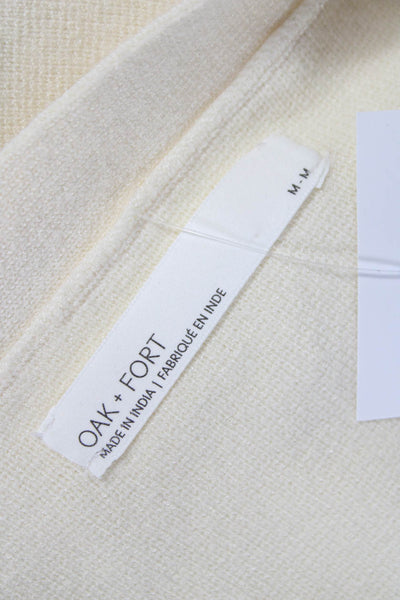 Oak + Fort Women Cardigan Ivory V Neck Viscose Long Sleeve Size M