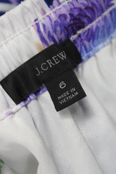 J Crew Women Cropped Floral Multicolor Drawstring Polyester Pants Size 6