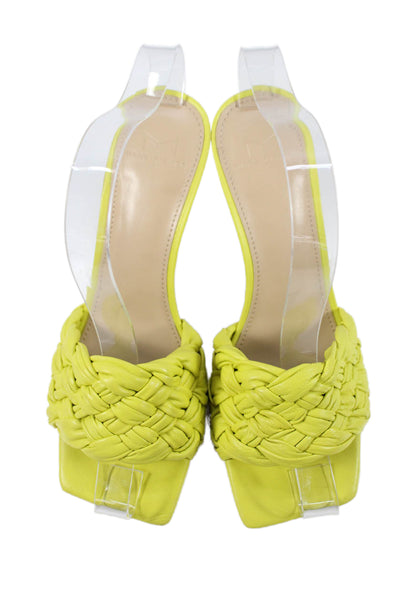 MARC FISHER LTD Womens High Heel Woven Leather Slide Sandals Yellow Size 7.5M