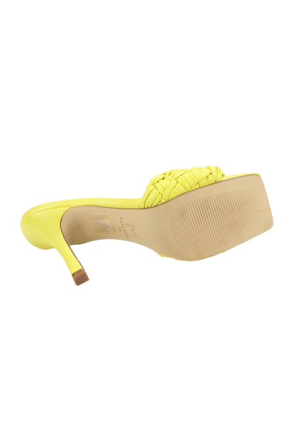 MARC FISHER LTD Womens High Heel Woven Leather Slide Sandals Yellow Size 7.5M