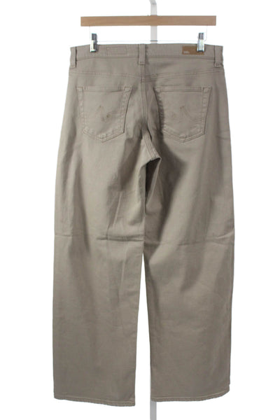 AG Adriano Goldschmied Womens Wide Leg Jeans Beige Low Rise 32in Size 28