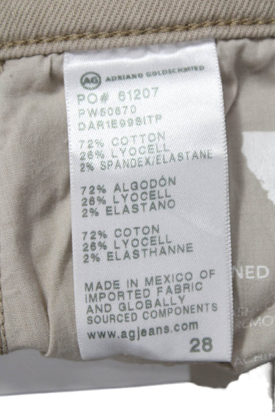 AG Adriano Goldschmied Womens Wide Leg Jeans Beige Low Rise 32in Size 28