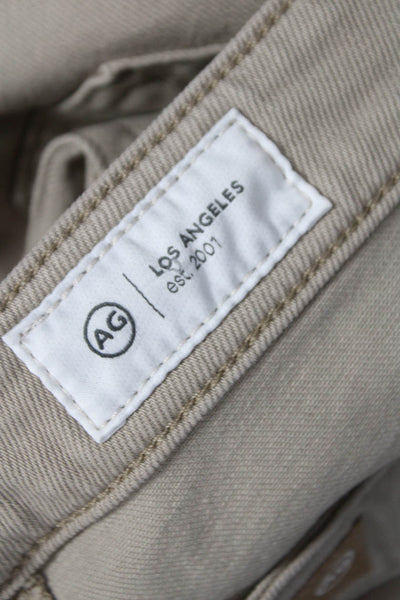 AG Adriano Goldschmied Womens Wide Leg Jeans Beige Low Rise 32in Size 28
