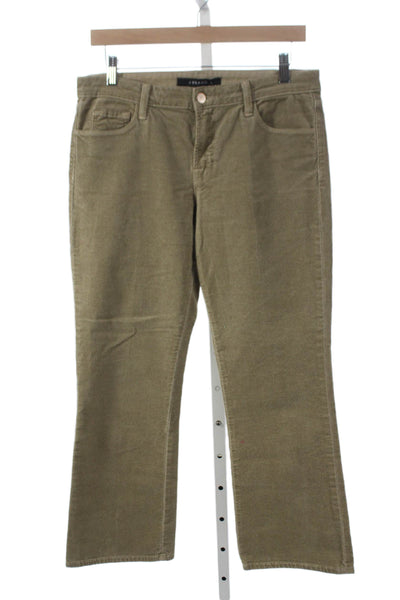 J Brand Womens Green Cotton Button Solid Pants Fall Size 29