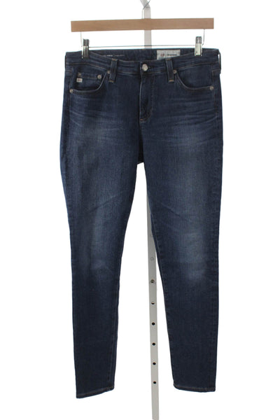 AG-ED Denim Womens Skinny Jeans Blue Low Rise Cotton Button Size 28