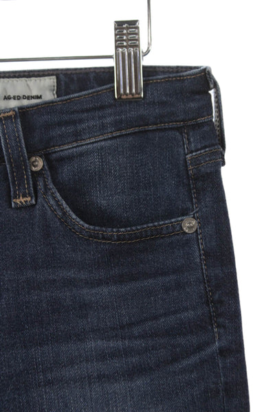 AG-ED Denim Womens Skinny Jeans Blue Low Rise Cotton Button Size 28