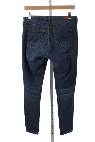AG-ED Denim Womens Skinny Jeans Blue Low Rise Cotton Button Size 28