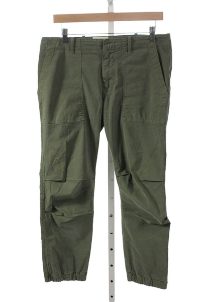 Nili Lotan Womens Cargo Pants Green Cotton Size 8