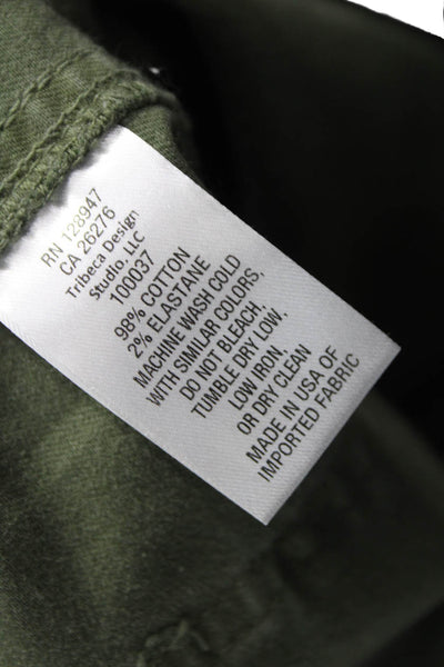 Nili Lotan Womens Cargo Pants Green Cotton Size 8