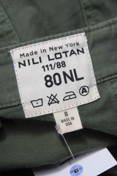Nili Lotan Womens Cargo Pants Green Cotton Size 8