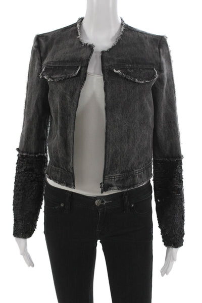 Aviu Women Basic Jacket Black Cotton Long Sleeve Zip Solid Fall Size 38