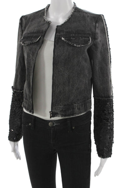 Aviu Women Basic Jacket Black Cotton Long Sleeve Zip Solid Fall Size 38
