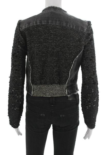Aviu Women Basic Jacket Black Cotton Long Sleeve Zip Solid Fall Size 38