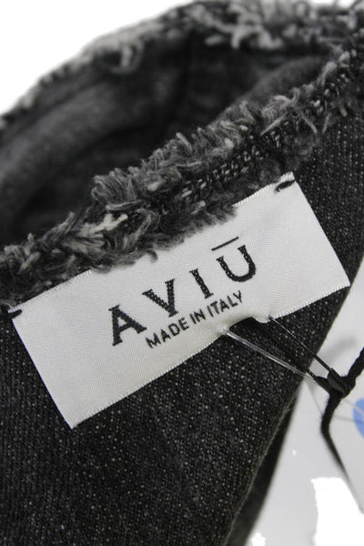 Aviu Women Basic Jacket Black Cotton Long Sleeve Zip Solid Fall Size 38
