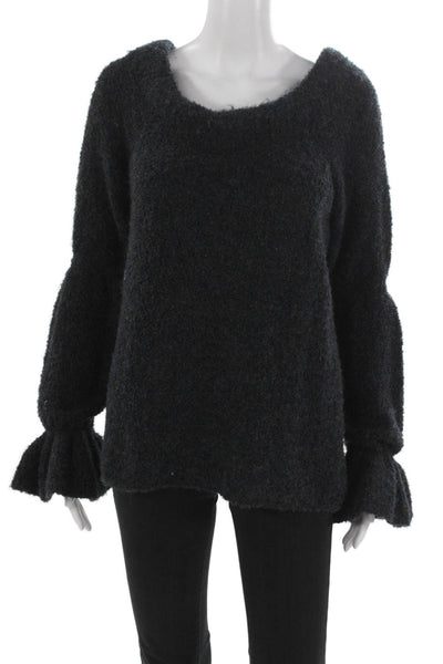 Something Navy Womens Black Scoop Neck Pullover Sweater Long Sleeve Size S