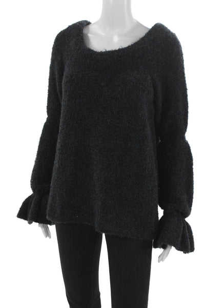 Something Navy Womens Black Scoop Neck Pullover Sweater Long Sleeve Size S