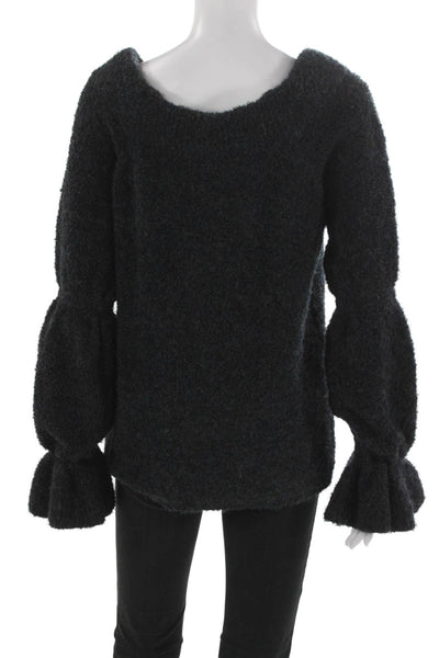 Something Navy Womens Black Scoop Neck Pullover Sweater Long Sleeve Size S