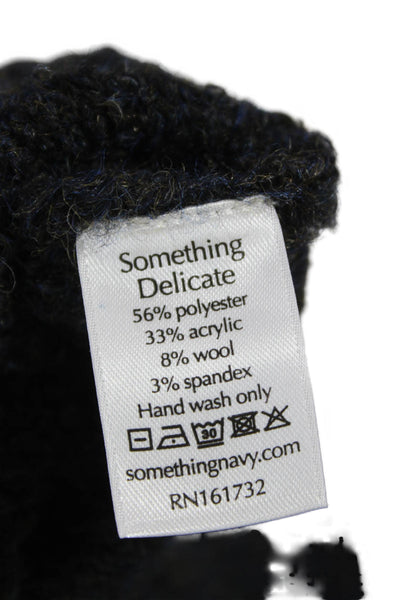 Something Navy Womens Black Scoop Neck Pullover Sweater Long Sleeve Size S