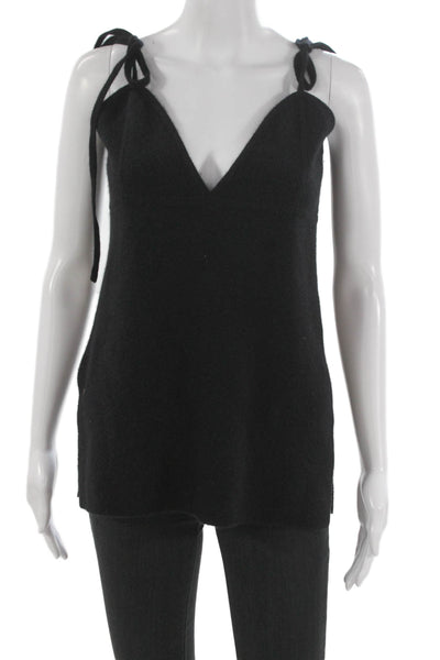 Something Navy Women Cashmere V-Neck Camisole Black Sleeveless Size M