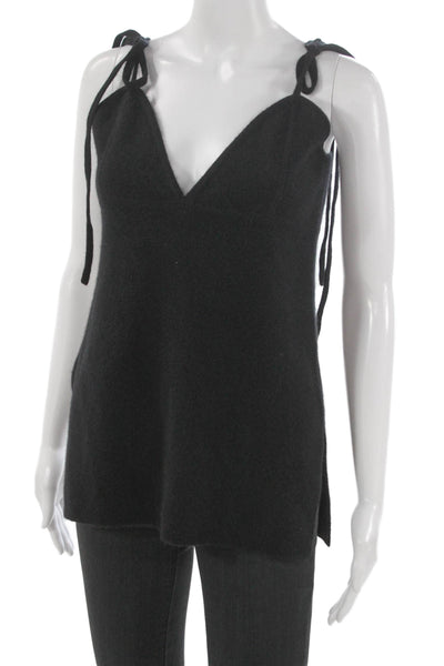 Something Navy Women Cashmere V-Neck Camisole Black Sleeveless Size M
