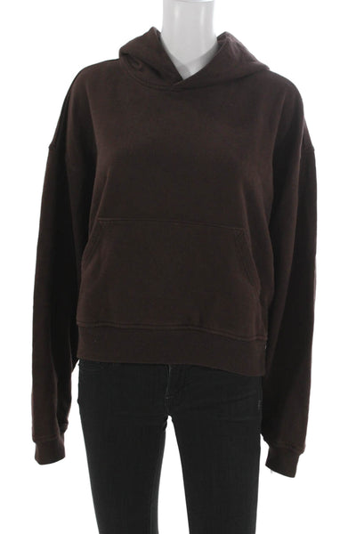 Something Navy Women Brown Pullover Hoodie 100% Cotton Long Sleeve Size S