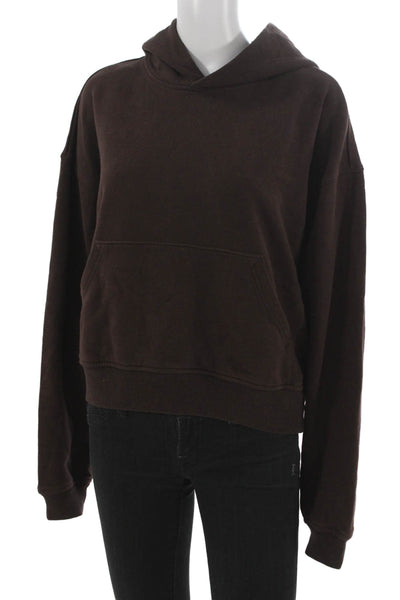 Something Navy Women Brown Pullover Hoodie 100% Cotton Long Sleeve Size S