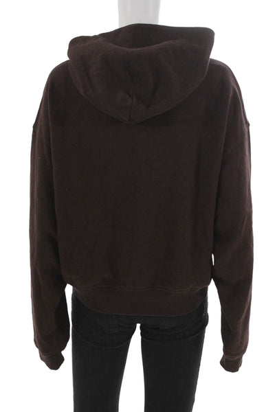 Something Navy Women Brown Pullover Hoodie 100% Cotton Long Sleeve Size S