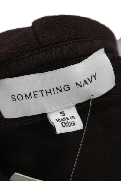 Something Navy Women Brown Pullover Hoodie 100% Cotton Long Sleeve Size S