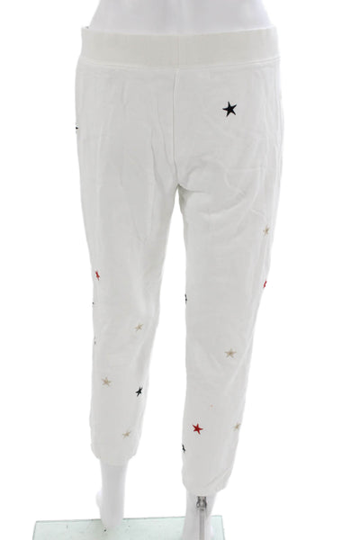 Pam & Gela Womens White Cotton Jogger Pants Stars Drawstring Size S
