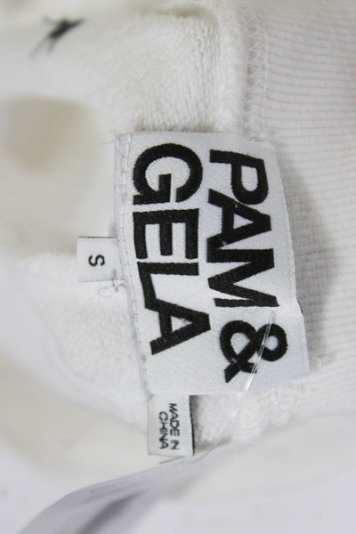 Pam & Gela Womens White Cotton Jogger Pants Stars Drawstring Size S