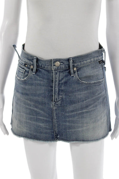 Citizens of Humanity Womens Mini Skirt Blue Cotton Blend Button Size 26