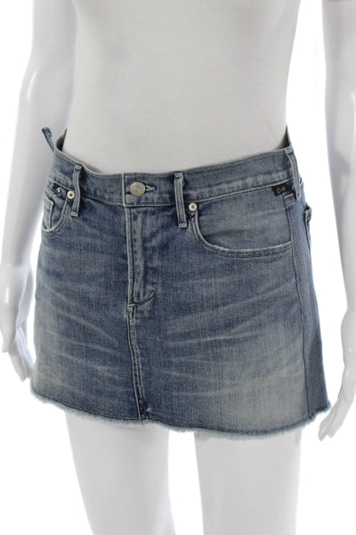 Citizens of Humanity Womens Mini Skirt Blue Cotton Blend Button Size 26