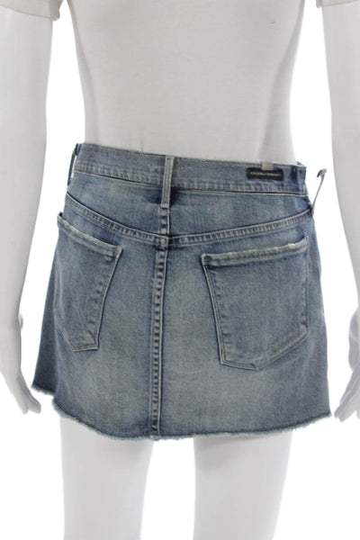 Citizens of Humanity Womens Mini Skirt Blue Cotton Blend Button Size 26