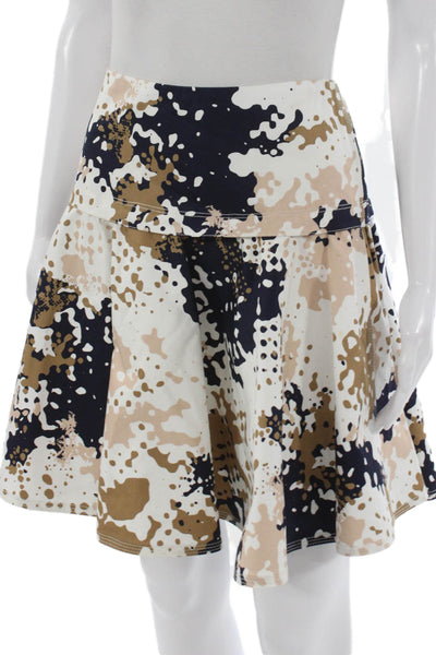 Rag & Bone Womens Flare Skirt White Camouflage Cotton Zip Short Size XS