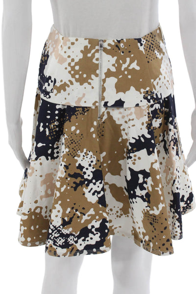 Rag & Bone Womens Flare Skirt White Camouflage Cotton Zip Short Size XS