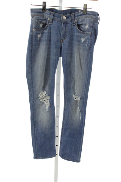 Rag & Bone Jean Womens Straight Jeans Blue Cotton Blend Size 25