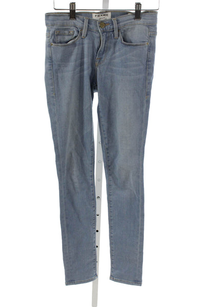 Frame Denim Women Skinny Jeans Blue Low Rise Button Fly 28 Inseam Size 26