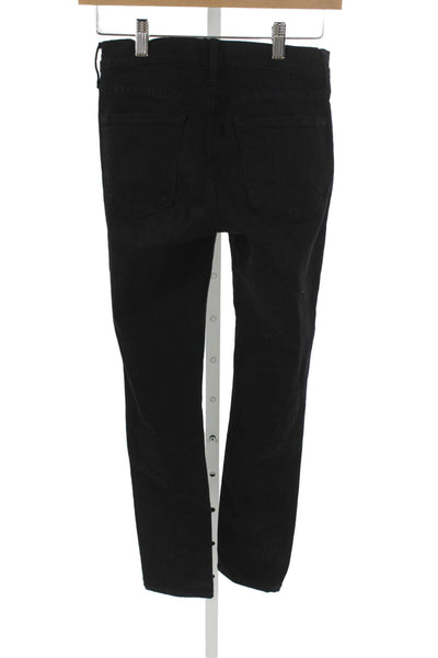 Frame Womens Skinny Jeans Black Low Rise Button Cotton Blend Size 26