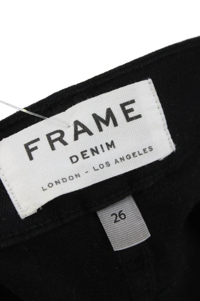 Frame Womens Skinny Jeans Black Low Rise Button Cotton Blend Size 26