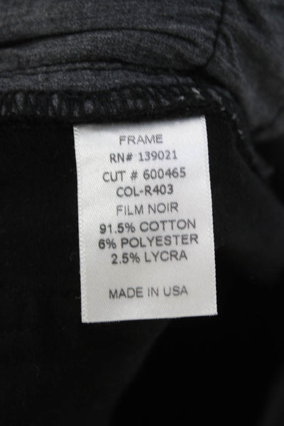 Frame Womens Skinny Jeans Black Low Rise Button Cotton Blend Size 26