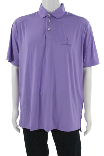 Ralph Lauren Mens Purple Striped Polo Shirt Short Sleeve Wicking Size L