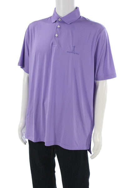 Ralph Lauren Mens Purple Striped Polo Shirt Short Sleeve Wicking Size L