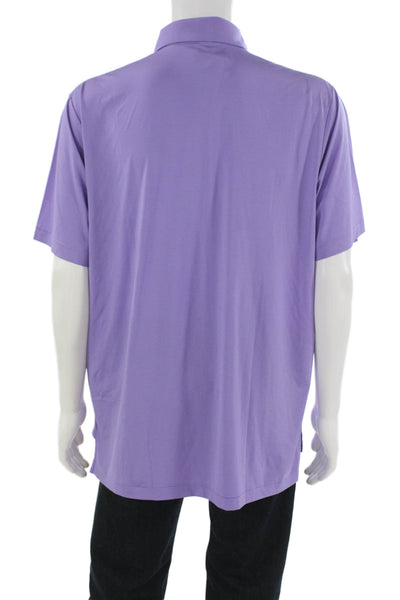 Ralph Lauren Mens Purple Striped Polo Shirt Short Sleeve Wicking Size L