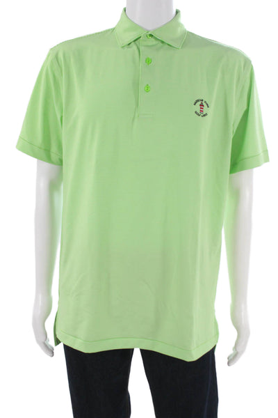 Peter Millar Mens Polo Shirt Green Short Sleeve Golf Size M