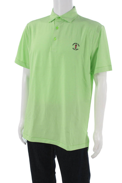 Peter Millar Mens Polo Shirt Green Short Sleeve Golf Size M